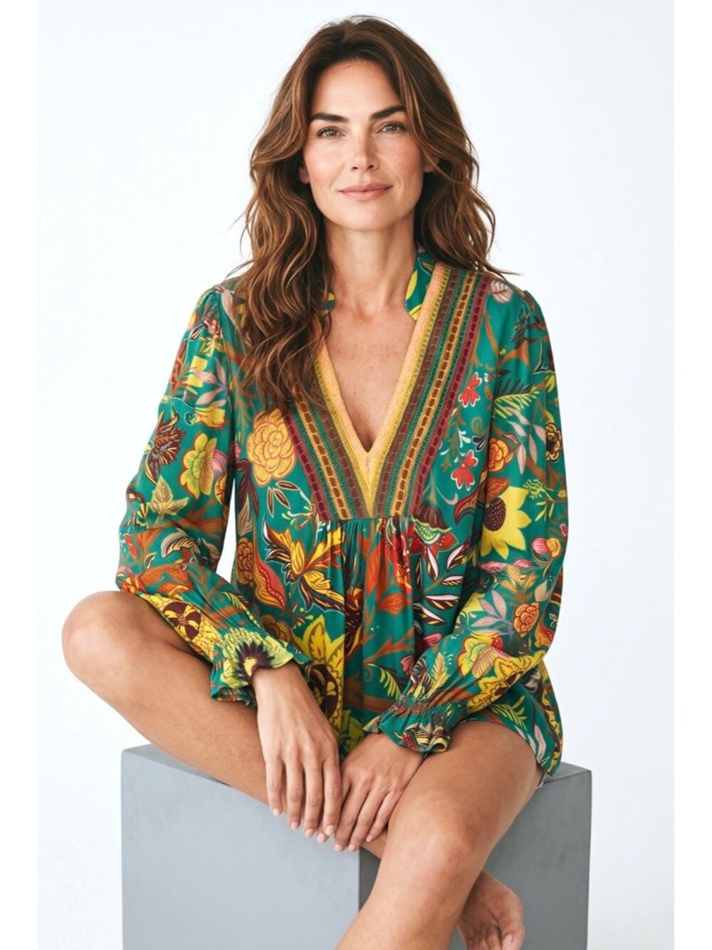 Anthropologie Blank London Stephanie Top Embroidered Floral Boho Chic Size M